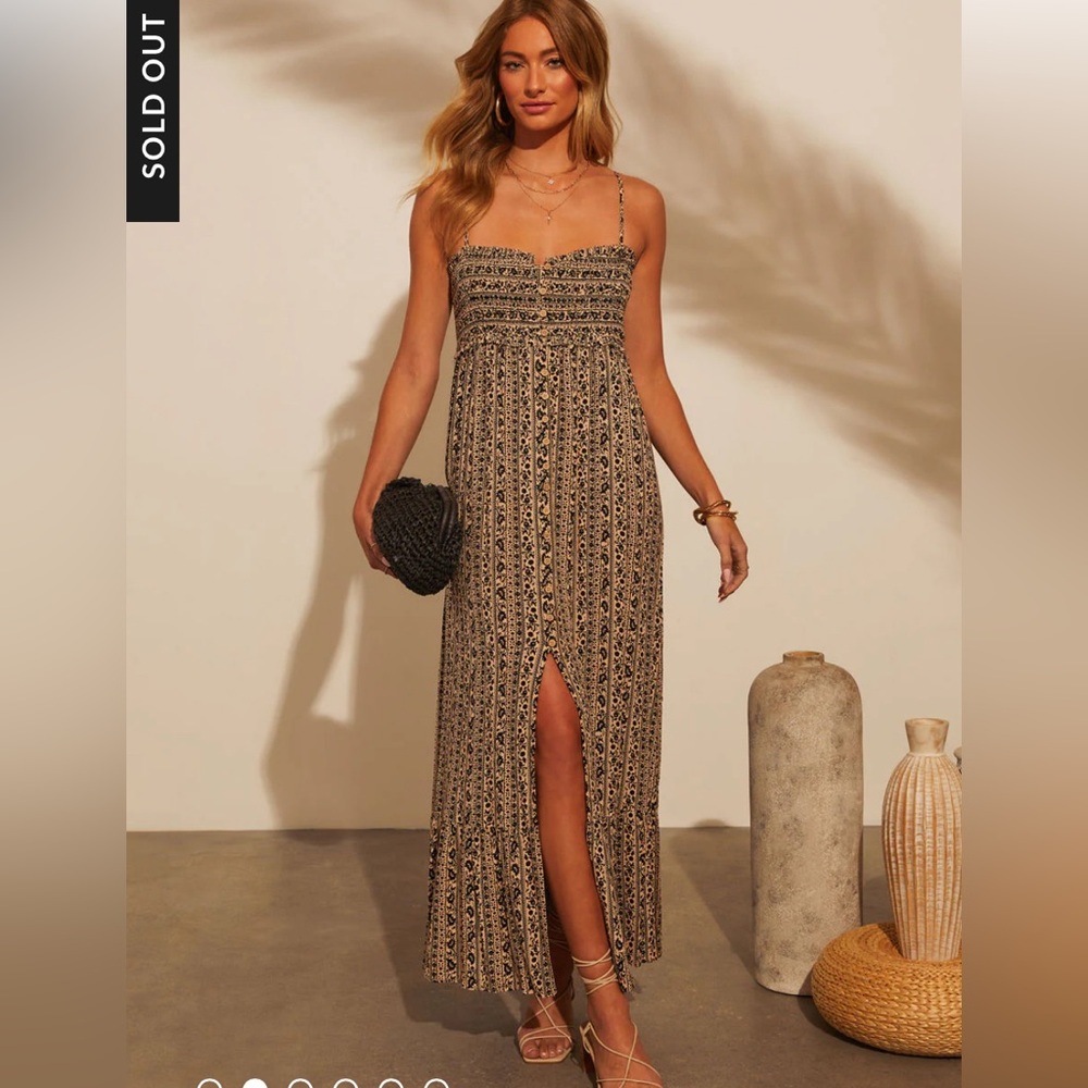 Vici Tan & Black Printed Maxi Dress